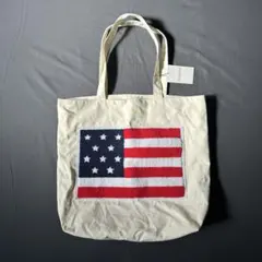 【新品未使用】トートバッグ/マチ有・内ポケ有/アメリカ星条旗/タグ付