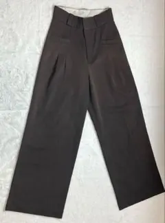 ♢Heather♢ワイドパンツ ブラウン S センタープレス 脚長 ハイウエスト