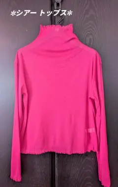 ✼シアートップスハイネック 長袖(ピンク)