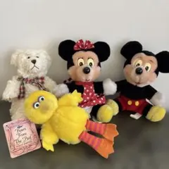 ミッキー・ミニー・ビッグバード ・RUSS ラスくま　古いぬいぐるみ4つまとめて