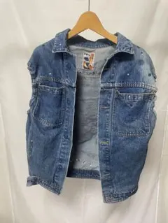 デニムジャケット　デニムベスト　デコレーション　L