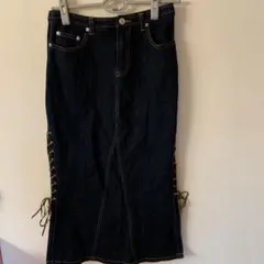 ＊最終値下げ＊サイドレースアップデニムスカート ロングスカート