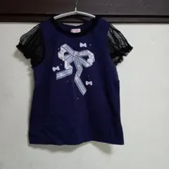 mezzo piano♡ ネイビー♡リボン♡ビジュ♡Tシャツ♡ 140cm