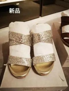 セールJIMMY CHOO シルバー グリッター サンダルsue 70 36.5