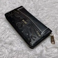 極美品　アナスイ　レザー　ラウンドファスナー　ジッパー　長財布　ブラック　黒