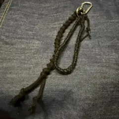 No.2 カラビナ付き リネン パラコード ハンドストラップ ブラック