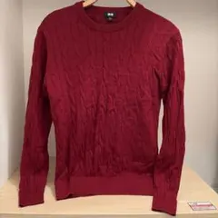 UNIQLO ボルドー　ケーブルニットセーター M