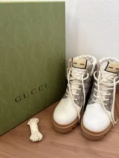 GUCCI ブーツ　グッチブーツ　GGスプリーム アンクル 編み上げ　ブーツ
