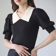 cheriella WEB限定パフスリーブ衿付きリブニットのサムネイル