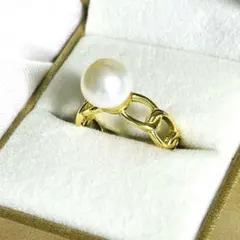 本真珠 リング　パール　指輪 9mm 天然 ボタンパール