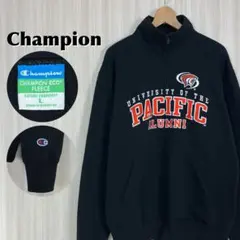 【希少】チャンピオン Eco パシフィック大学 ハーフジップ スウェット 黒