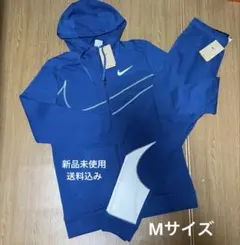 新品　NIKE上下セット　Ｍサイズ　ブルー白　ビッグスウォッシュ　ナイキフリース