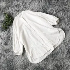 SEASON REASON【M相当】スタンドカラー 白 ロングシャツ 綿 大人気