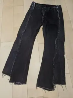 00s ブラックレザー フレアパンツ Vkei お兄系 archive リメイク