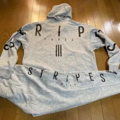 アディダスグレー スウェット 上下セット フルジップパーカー テーパードパンツ