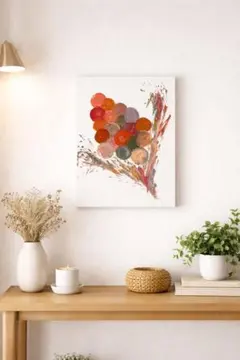 アクリル画 原画 抽象アート 花束モチーフ ハンドメイド インテリア