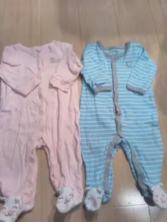 2枚セット❢　男女双子　カーターズ　足つきロンパース カバーオール 70