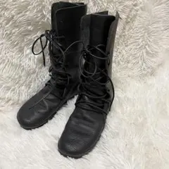 KOOS コース レースアップブーツ シボ革 黒　24〜24.5