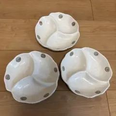 美濃焼⭐︎水玉白唐津仕切り皿3枚セット