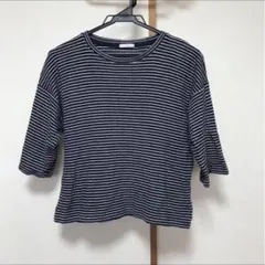 GU ストライプ 五分袖 Tシャツ