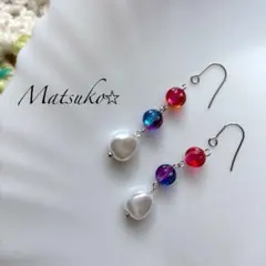 No.2＊カラフルビーズとパールのピアス