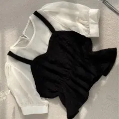 フェイクレイヤードパフスリーブシャツのサムネイル