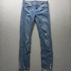 ZARA ダメージジーンズ ライトブルー 切りっぱなし