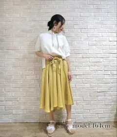 axesfemme アクシーズファム スカート イエロー 黄 春 リボン フレア