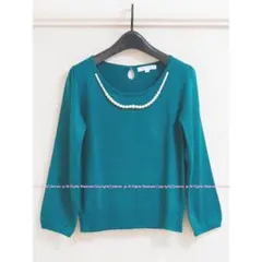 KLEIN PLUS クランプリュス パールネックレス付き 七分袖ニットソー