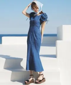 【70%off】LLIAN CARAT デニムフリルワンピース