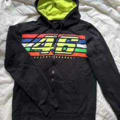 VR46 フルジップパーカー Lサイズ ブラック/ネオンイエロー