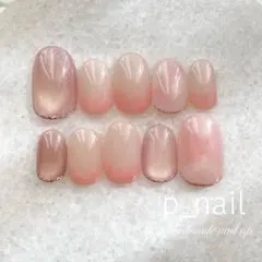 現品　ネイルチップ　マグネット　ラメグラ　春　卒業式入学式　ニュアンスネイル