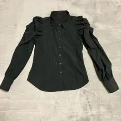 【イング】ブラック 長袖シャツ M ギャザースリーブ　スタイリッシュ　★