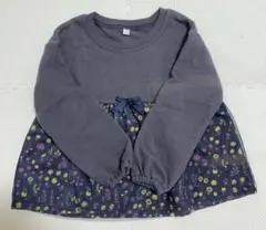 【美品】ダークグレー 花柄 トップス 110cm