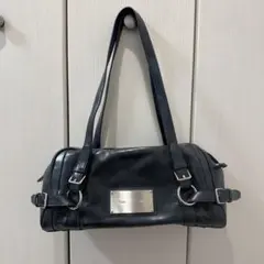 Matin Kim ブルーグレー レザー ショルダーバッグ