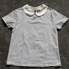 ZaraGirls 丸襟ボーダーカットソー　ホワイト✖️ネイビー　134サイズ