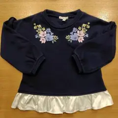 花柄刺繍 トレーナー 110cm ネイビー