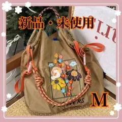 新品　花柄刺繍エコバッグ Mサイズ　ショルダーバック　ボールアンドチェーン好き