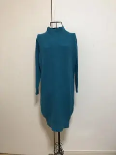 ユナイテッドアローズ、ターコイズ ハイネック ニットワンピース