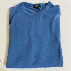 ユニクロ メリノウール クルーネックセーター 長袖 ブルー