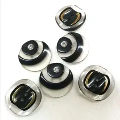 【まとめ割引可能】ブラック×クリア×ゴールド系×ラインストーン　2つ穴ボタン