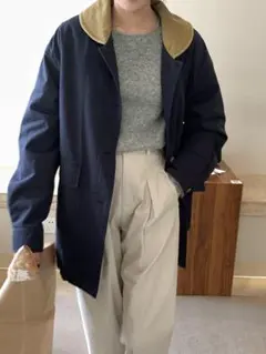 丸襟切り替え ハンティングジャケット ネイビー