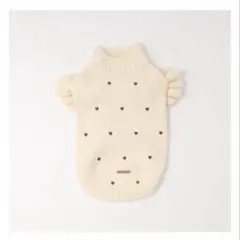 アイボリー ハート模様 犬服 Lサイズ