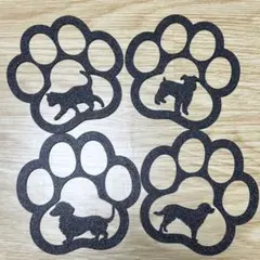 ネーム入り犬猫シルエットウォールデコ2セットウォールアート肉球壁飾り