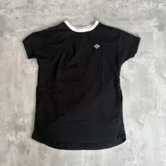 DILASH 黒Tシャツ 半袖 配色ネック シンプル キッズ130 ワンピースのサムネイル