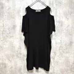 美品✨【GRL】アームカット チュニック丈ニット ブラック オーバーサイズ