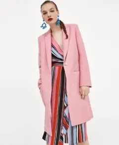新品☆ZARA ザラ ロングコート Pink, S.