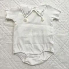 cottoli 刺繍付きホワイトロンパース 70cm