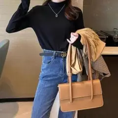 COCOMOMO ココモモ 裏起毛 ハイネック ニット セーター【新品】ブラック