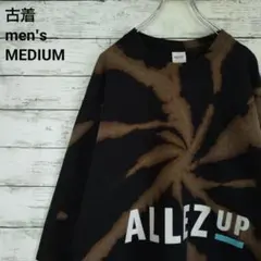 古着 ギルダン スウェット ALLEZ UP ブリーチ タイダイ 黒 M